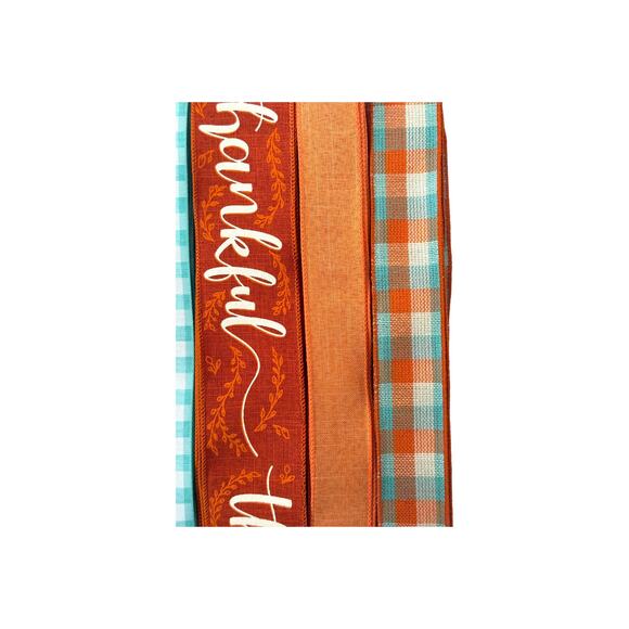 Thankful Fall Autumn Sign & Ribbons Bundle Set, DIY Wreath Making Kit Box - Picture 4 of 5